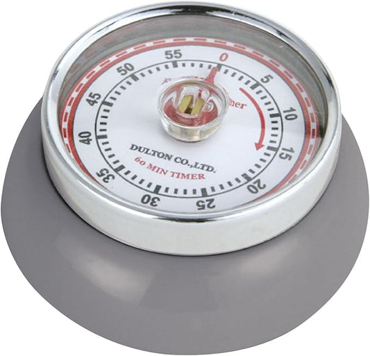 Zassenhaus Magnetic Retro 60 Minute Kitchen Timer, 2.75-Inch, Cool Gray