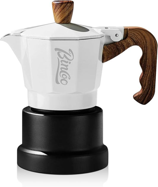 Bincoo Three Valve Espresso Maker Stovetop,Camping Moka Pot 2 Cup/120ML,Stove Top Espresso Italian Coffee Maker