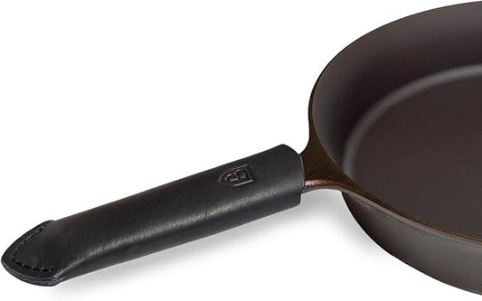 Field Company Black Leather Handle Cover - USA Made Vegetable-Tanned Heat Protection for Field Company Cast Iron Skillets
