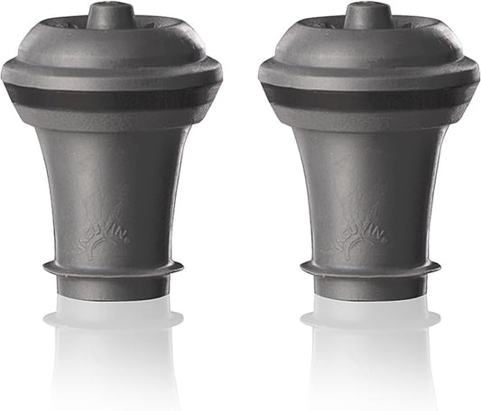 Vacu Vin Wine Saver Vacuum Stoppers - Set of 2 - Gray - Airtight Seal for Opened Bottles to Preserve Freshness Up to 10 Days - Food Grade Rubber - Easy to Use Perfect for Every Occasion