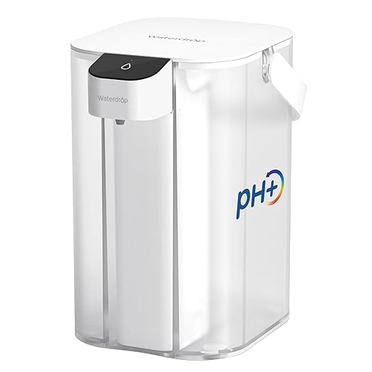 Waterdrop ED01AW Electric Water Filter Pitcher, Alkaline Rechargeable Water Dispenser, with 1 Filter, Instant 200-Gallon 15-Cup Countertop Purifier, Reduce PFOA/PFOS, Chlorine, Lead, White