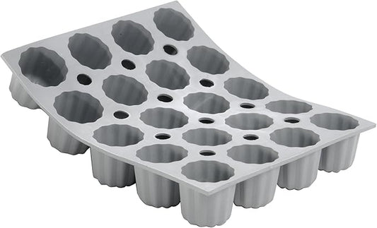de Buyer ELASTOMOULE Mini-Cannele Silicone Mold - Creates 20 French Pastries - Easy to Use & Clean - Dishwasher Safe