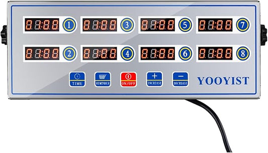 Kitchen Timers for Cooking – 8 Channel Commercial Kitchen Timer Restaurant Kitchen Supplies – Stainless Steel LED Technology Kitchen Timer Digital – Reminder Function, Loud Alarm, Silver