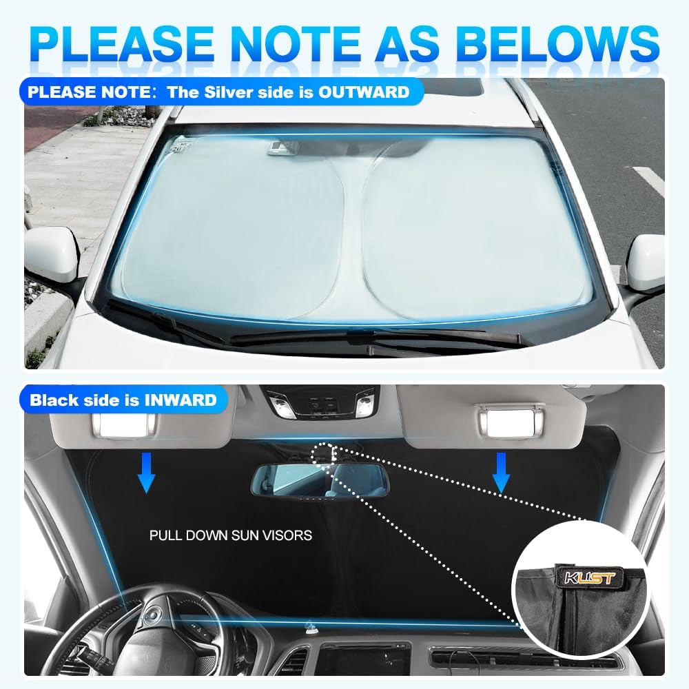 KUST Windshield Sun Shade for 2019-2021 Infiniti QX50 & 2021-2025 2026 QX55 Accessories Window Sunshade Sun Visor Protector Foldable Blocks UV Rays Keep Car Cooler