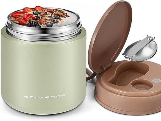 15.2oz Kids Thermo for Hot Food – Vacuum Insulated Food Jar with 316 Stainless Steel Interior, Leakproof Wide Mouth Soup Thermos for School Lunch (Green)