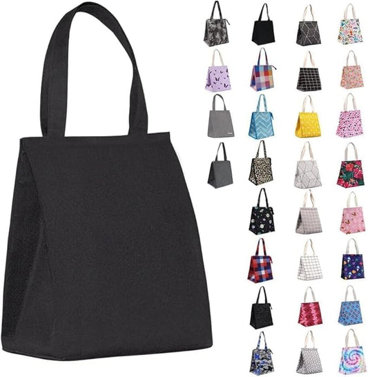 iknoe Insulated Lunch Bag for Women & Adults, 9L Foldable Wide-Open Cooler Bag with Pockets, Leakproof & Portable, for Picnic, Office, Beach(PureBlack)