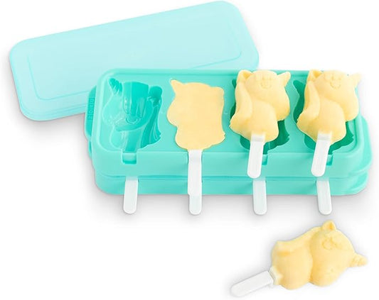 ZOKU Unicorn Ice Pop Molds, Stackable Easy-Release Ice Popsicle Tray with 4 Molds, Sticks, and Lid, BPA-free, Set of 2