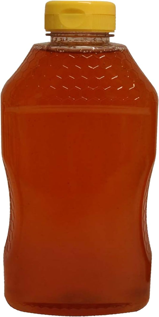 Mann Lake Refillable Hourglass Honey Jars | 2 lb Plastic Containers with Yellow Flip-Top Lids | Empty Bottles for Honey Storage & Dispensing | 12-Pack (Honey Not Included)
