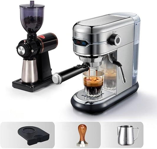 Semi-auto Stainless Steel Household Coffee Machine 19 Capsules Superfine Capsule Powder Coffee Machine Cappuccino and Espresso H11 (Color : H11G1Jug Mat Tamper, Size : CHINA_US)