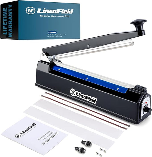 Sealer Pro - 20 inch - 5mm Sealing Width - Impulse Heat Sealer Most Heavy Duty for Strong, Secure Sealing for Long Term Food Storage, Black