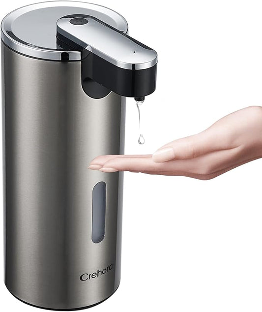 Automatic Soap Dispenser, Automatic Liquid Soap Dispenser Touchless, 12oz/340ml, 3-Level Adjustable, Battery Operated, Water-Resistant for Bathroom, Kitchen and School, Clog-Free, Stainless Steel