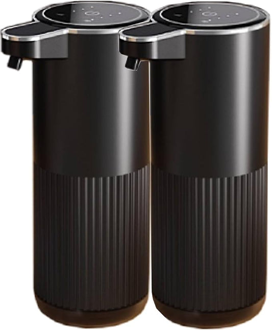 2 Pack Automatic Soap Dispenser, Touchless Foaming Soap Dispenser Bathroom,Upgrade Hand & Dish Electric Dispenser 4-Level Waterproof Wall Mount Kitchen Auto Soap Pump for Thin & Thick Liquid (Black)