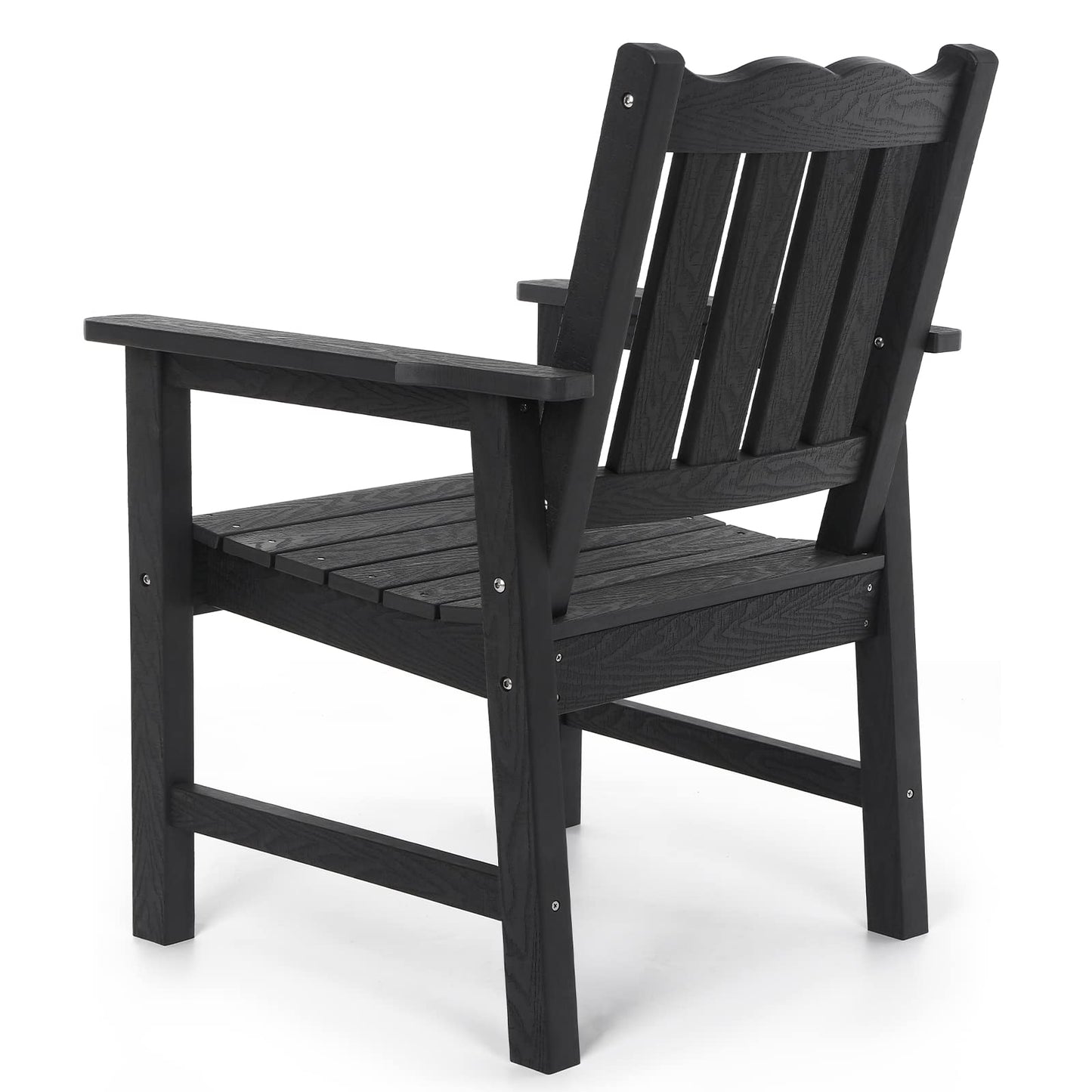 Stoog All-Weather Outdoor Chairs, Patio Dining Chair with Curved Backrest, 400 lbs Support Patio Chair, Black