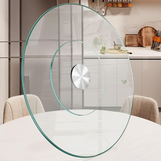 26.7 inch Lazy Susan for Table Top Tempered Glass Rotating Serving Tray for Dining Table, Kitchen Lazy Susan Organizer Spinning Rotating Food Server Party Centerpieces Heavy Duty (68cm / 26.7in)