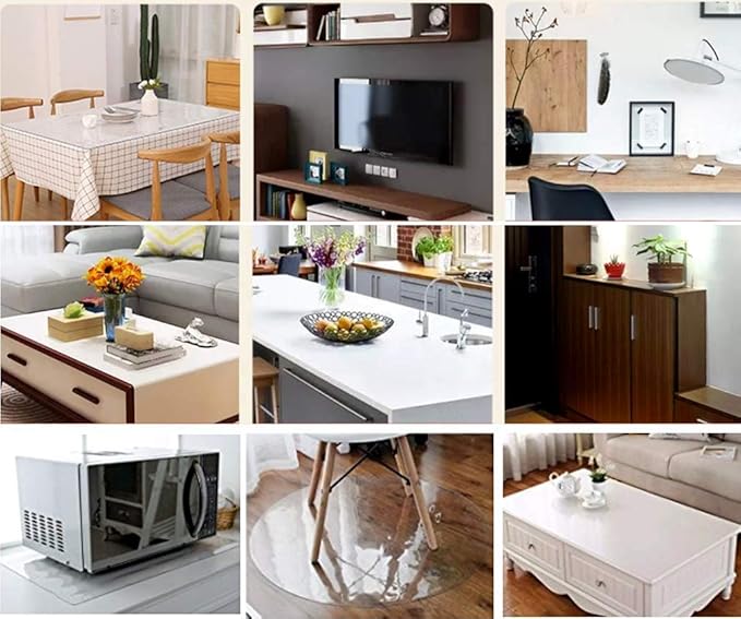 NECAUX Custom 18 x 79 Inch Frosted Table Cover Protector, 1.5mm Thick Water Resistant Plastic Non-Slip Table Pad Table Cover Protector for Coffee Table, Writing Desk, Trainning Table, Vanity Table