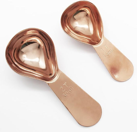 Hitefu 2 Packs Stainless Steel Coffee Scoop Set, 15ml Tablespoon with 30ml Spoon, Short Handle Spoon for Coffee, Tea, Sugar, Protein & Milk Powder (Rose Gold)
