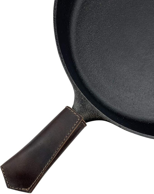Hide & Drink, Hot Pan Handle Cover Handcrafted from Thick Full Grain Leather - Bourbon Brown