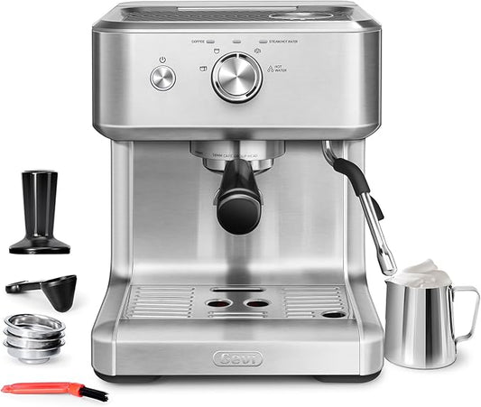 Gevi EzBru 1000 58mm Commercial Espresso Machine | PID & NTC Temp Control, 4 Adjustable Shot/Temp, Powerful Steam Wand & Barista Kit for Home & Café