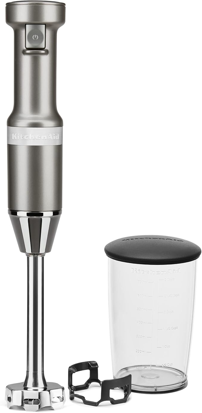 KitchenAid 13-Cup Food Processor, Black Matte & Variable Speed Corded Hand Blender KHBV53, Contour Silver