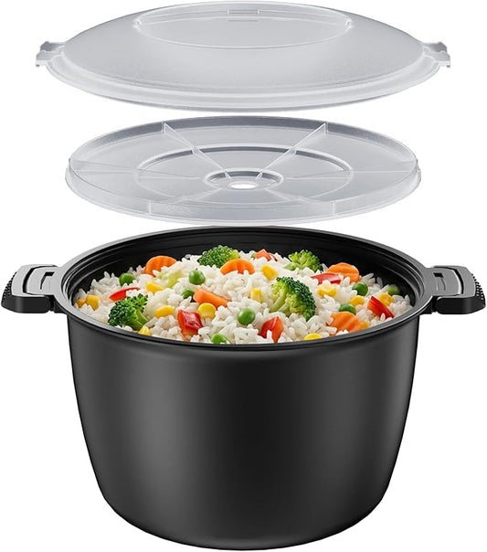 Microwave Rice Steamer Cooker, 3 Quart Microwave Vegetable Steamer, Microwave Steamers for rice, veggie, grains, and other starchy foods, BPA Free, Dishwasher Safe