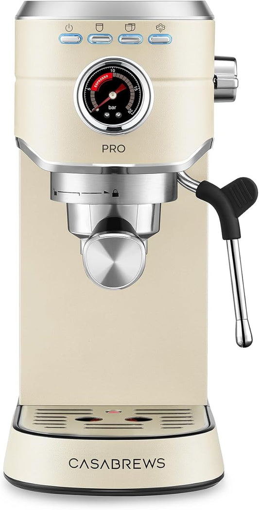 CASABREWS 5418 PRO Espresso Machine 20 Bar, Espresso Maker with Milk Frother Steam Wand, Stainless Steel Coffee Machine with 34oz Removable Water Tank, Small Latte Machine, Creamy