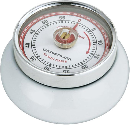 Zassenhaus Magnetic Retro Kitchen Timer, Classic Mechanical Cooking Timer (White)