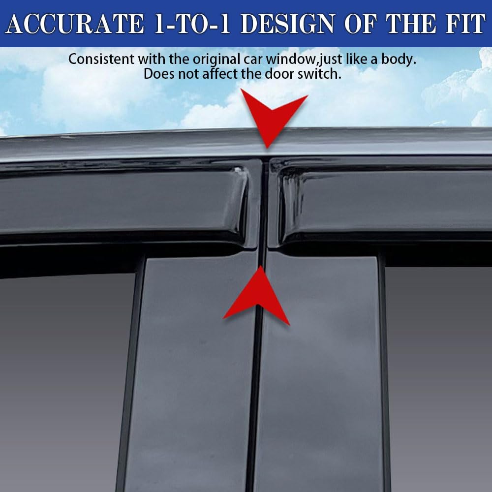 Rain Guards for Seltos 2021-2023, Tape-on Side Window Deflectors, Window Visors for Kia Cars - 4 Rain Guards & 2 Car Coasters
