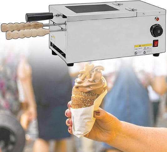 Cake Pop Roller Machine, Chimney Cake Roll Oven Machine 110V 220V Electric Chimney Roll Cake Maker, 2pcs/Time Ice Cream Cone Oven Machine,220V