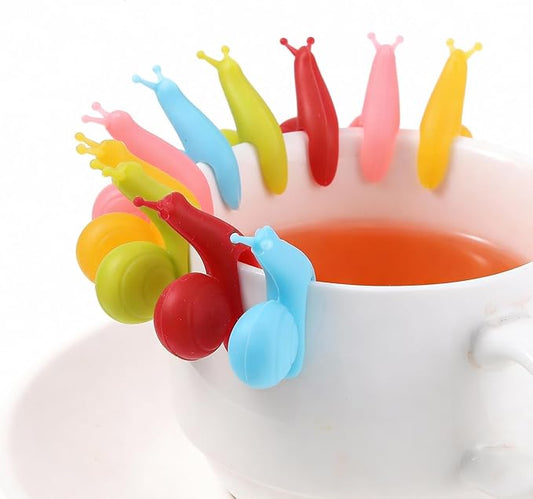 Ymapinc Snail Tea Bag Holders (10-Pack) for Mugs - Silicone Infuser Clips with Cup Hanging Design, Colorful Gift Set for Tea Lovers