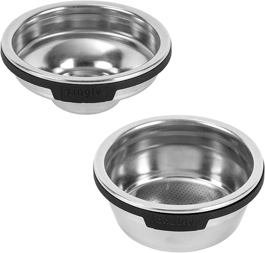 2pcs Single & Double Cup Coffee Filter Basket for Ninja Luxe Cafe ES601 & ES701, Stainless Steel Pressurized Portafilter Basket with Dual Layer Design for Ninja Luxe Cafe