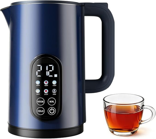 Electric Kettle with Temperature Control, 1.7L Stainless Steel Hot Water Kettle, 5 Presets for Tea & Coffee, 2H Keep Warm, Fast Boil, Auto Shut-Off & Boil-Dry Protection, Cordless Tea Kettle,Blue