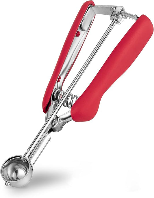 Extra Small Cookie Scoop, 1 Teaspoon Cookie Scoop, Mini Ice Cream Scoop for Melon Baller, Cookie Dough, 0.2oz / 25mm, Easy Squeeze & Release, Red