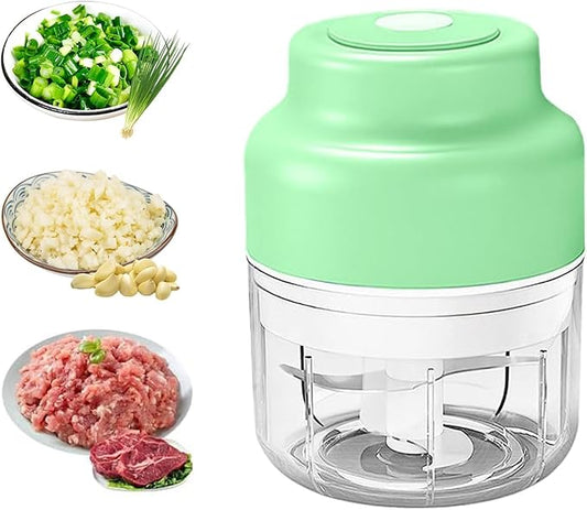 2026 Upgraded Electric Mini Garlic Chopper - Portable USB Rechargeable Food Processor, Cordless Small Vegetable Mincer & Grinder for Garlic, Onion, Ginger, Chili (Green)
