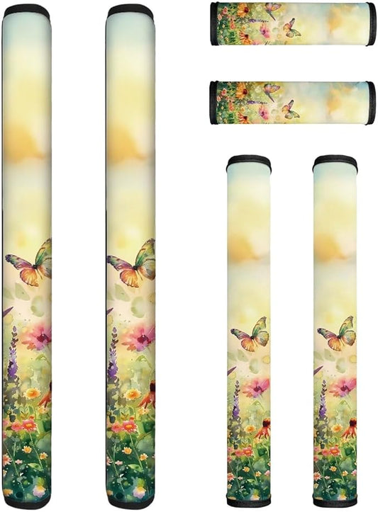 6 PCS Refrigerator Door Handle Covers, Kitchen Appliance Protective Gloves Anti-Slip Decor for Ovens Dishwashers Keep Kitchen Appliance Clean Home Indoor Decor, Butterfly Floral Green