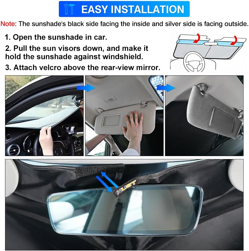 KUST Windshield Sun Shade for 2015 2016 2017 2018 2019 Hyundai Sonata Sedan Custom Fit Sunshade Foldable Sun Visor Protector Blocks UV Rays Keep Your Car Cooler
