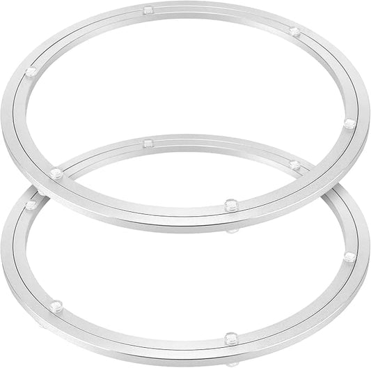 2 Pack 16 Inch Lazy Susan Bearings, Aluminium Alloy Turntable Bearing Lazy Susan Hardware, Heavy Duty Swivel Plate Hardware for Dining-Table and Workbench, Silver
