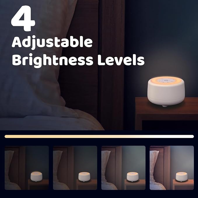 Sleepbox Sound White Noise Machine with 25 Soothing Sounds and 10 Colors Warm Night Light 4 Brightness Levels 32 Volume Levels 5 Timer and Memory Function for Baby Kids Adults Seniors Sleeping (White)