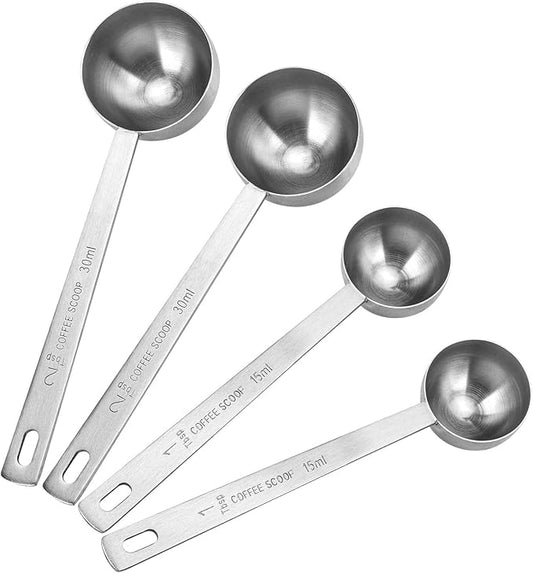 4Pcs Coffee Scoop - 2pcs 15ML and 2pcs 30ML Stainless Steel Tablespoon Measuring Spoon with Long Handle