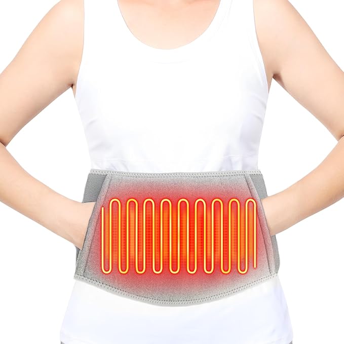 CUEHEAT Heating Pad for Back Pain Relief - Cordless Heated Waist Belt Back and Belly Heating, Fast Heat Pad with Electric Rechargeable Battery Powered,Gifts for Mom(Gray)