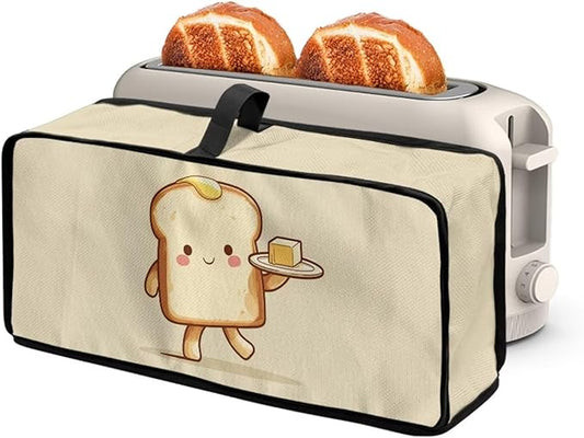 Butter Bread Print Toaster Cover 2 Slice, Fits 2-Slice Long Slot Toaster, Slim Lightweight Kitchen Small Appliance Cover, Foldable Portable and Machine Washable