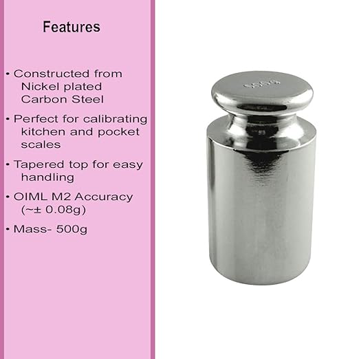 American Weigh Scales Calibration Weight for AWS Digital Scale, Chrome Plated, Carbon Steel, 500G(Chrome Finish)