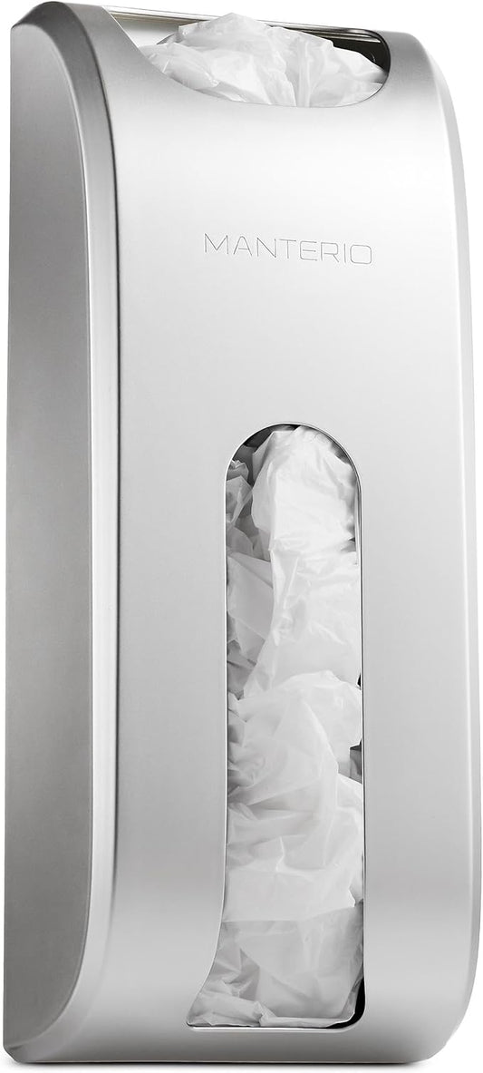 Plastic Bag Holder | UPGRADED Wall-Mount Grocery Bag Dispenser | Space-Saving Design | Easy Install | Smudge-Proof, Fingerprint-Resistant | Silver | Holds the Most Bags for Maximum Storage