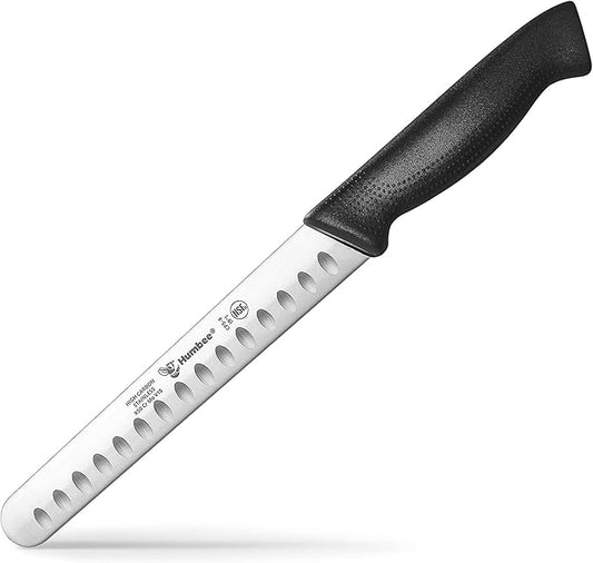 Carving Knife 8-Inch with Razor Sharp Granton Edge for Turkey, Ham, Meat Slicing and Cutting – NSF Certified, German Stainless Steel Blade, Black