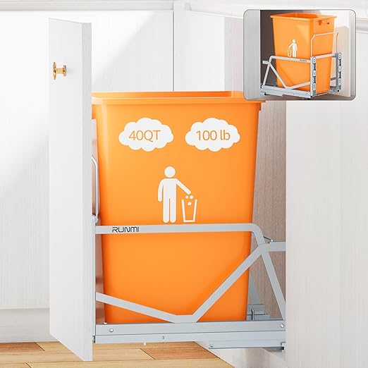 Pull Out Trash Can Under Cabinet Kit with Soft-Close Slides,Under Sink Trash Can Pull Out,for Kitchen,Sink, Drawer,Requires Minimum Cabinets Opening 12" W X 18" D(Garbage Can Not Included)