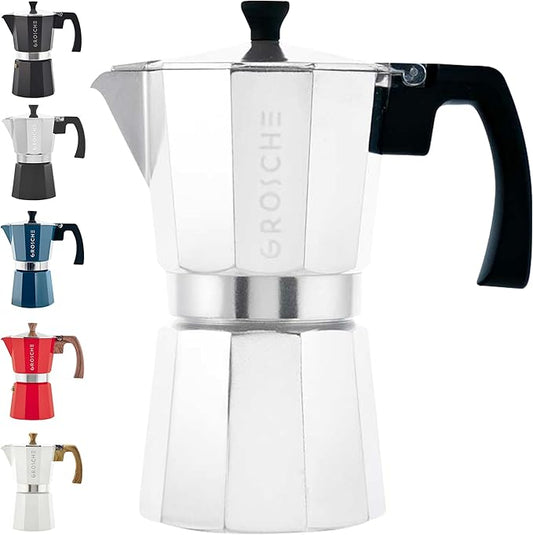 GROSCHE Milano Moka Pot | 6 Espresso Cup - 9.3 oz | Stovetop Espresso Percolator & Coffee Maker – Portable, Ideal for Home and Camping