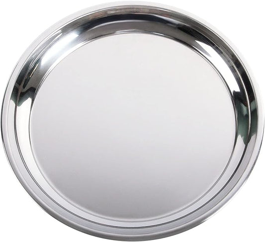14 In Stainless Steel Roasting Pan, Stainless Steel Heavy Duty Kitchenware Round Roaster Pan Large XLarge Big Size Green Egg Drip Pan for Turkey Baking,Roast Chicken,Brushed Surface & Dishwasher Safe