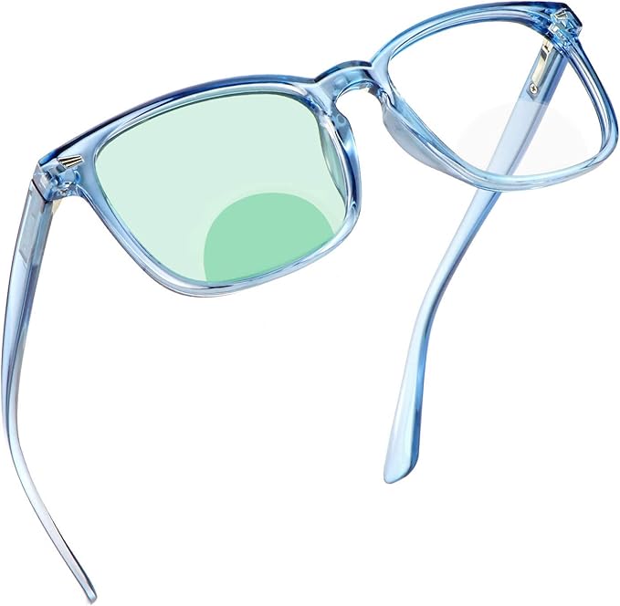 YEIN Bifocal Reading Glasses with Blue Light Blocking Lenses, Bifocal Reader for Women and Men, Vintage Square frame with Spring Hinge (+0.50/+3.00 magnification)