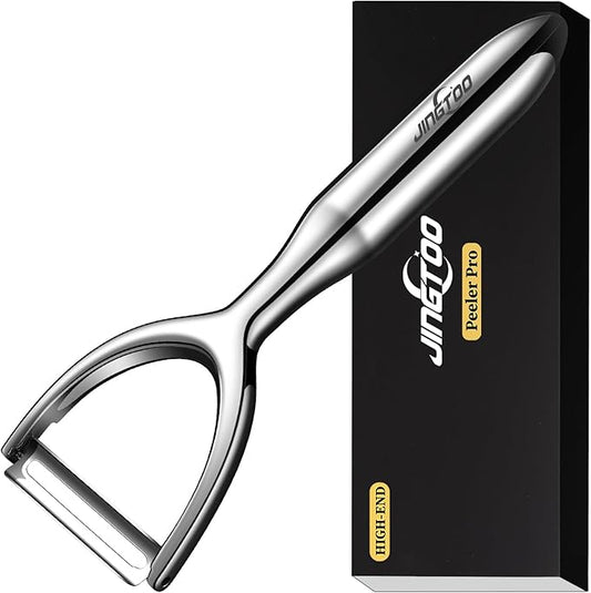 Vegetable Peeler Stainless Steel, Premium Potato Peelers for Kitchen, Ultra Sharp Fruit Veggie Peeler Rotary Blade, Y Shaped Apple Cucumber Ergonomic Peelers Handle - 5 Years Warranty (Plain)