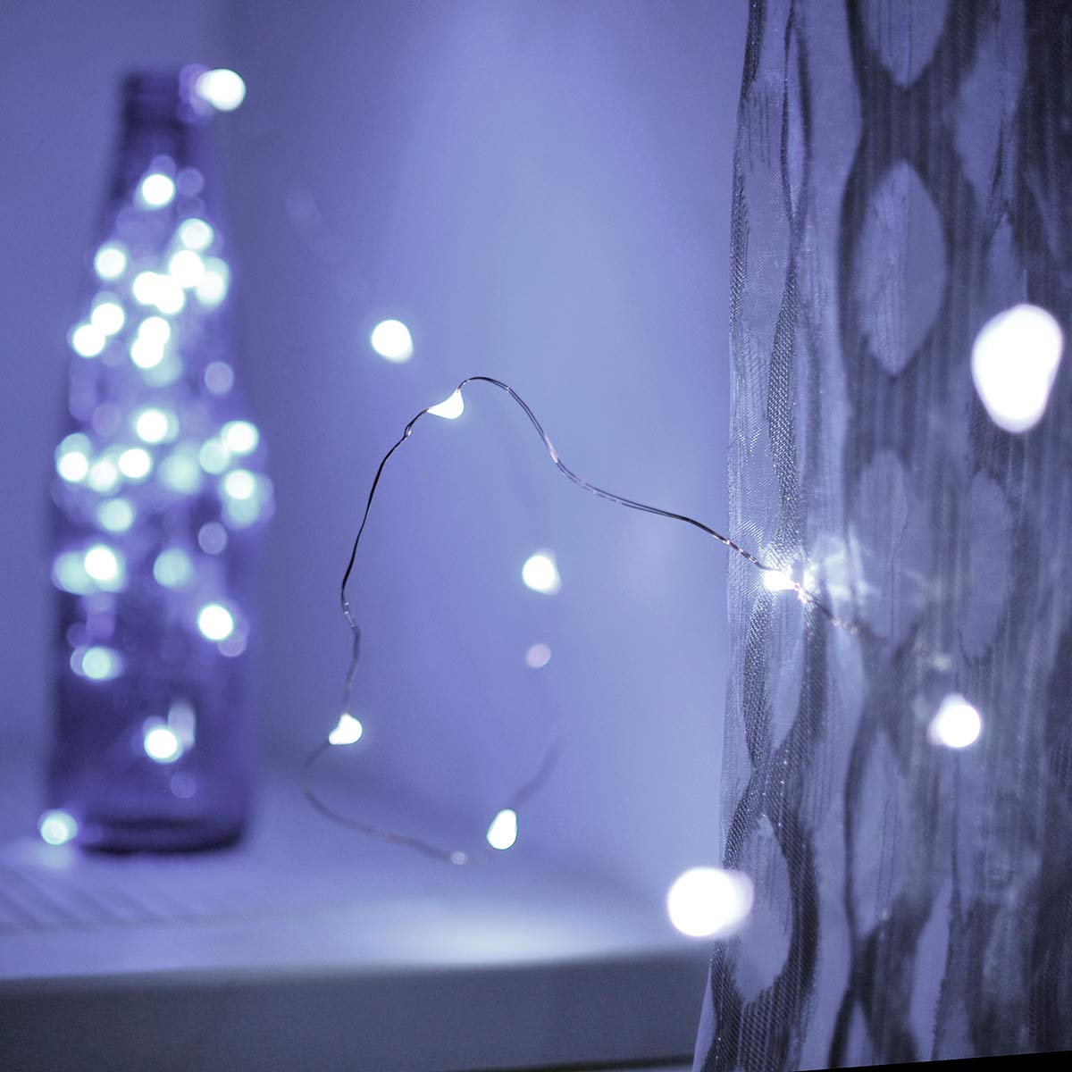 Ariceleo Led Fairy Lights Battery Operated, 2 Packs Mini Battery Powered Copper Wire Starry Fairy Lights for Bedroom, Christmas, Parties, Wedding, Centerpiece, Decoration (5m/16ft Cool White)