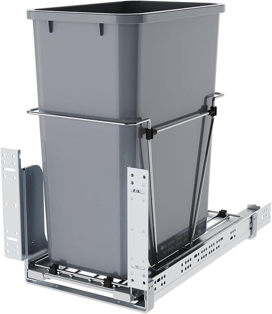 35QT Pull Out Trash Can for Under Sink Storage, Adjustable Sliding Drawer System, Doesn't Include Door Fittings (35 qt)